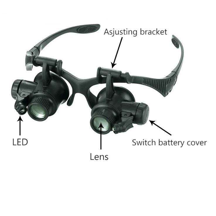 8组镜头 可更换不同倍数 带LED灯眼镜式钟表修理放大镜NO9892G8KX