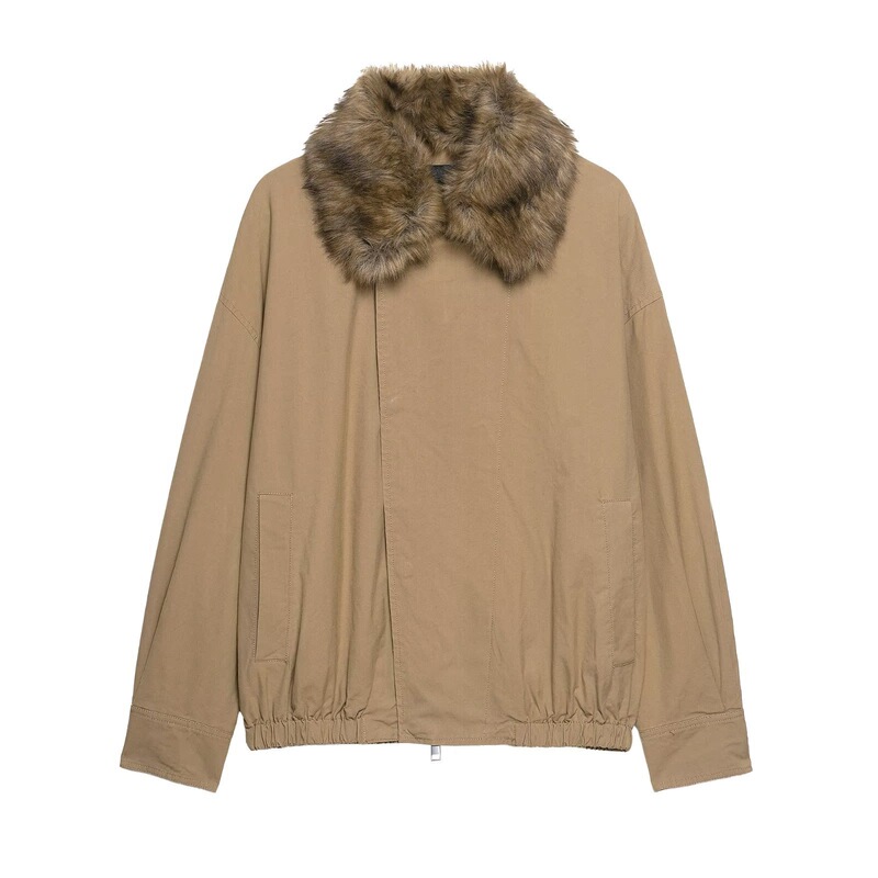 Taop&Za New Autumn and Winter Women's Commuter Style Artificial Fur Collar Bomber Jacket 0155248