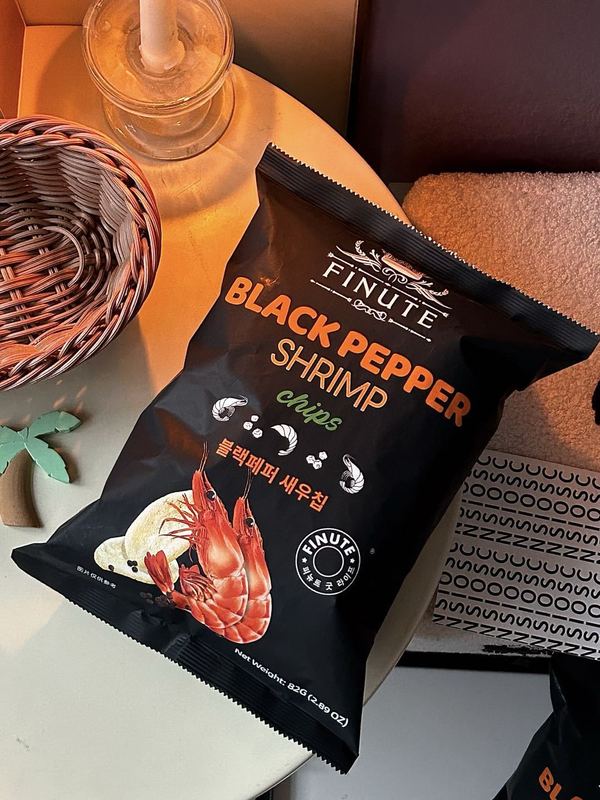 韓国輸入 FINUTE エビチップス 青陽チリマヨネーズ風味 ブラックペッパー エビ風味 ポテトチップス 特大スナック ギフトパック|undefined