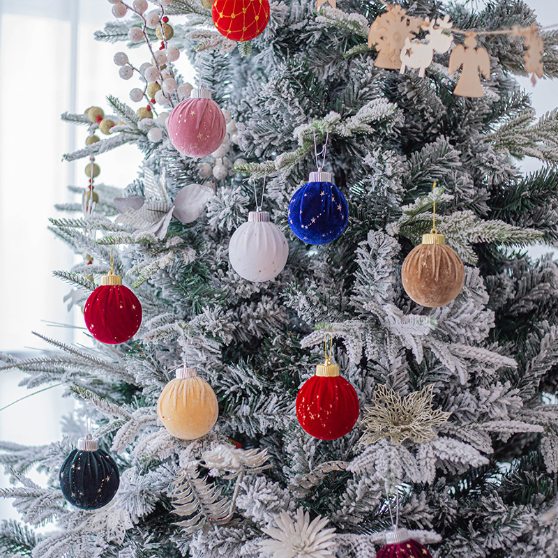 Decoraciones de Navidad personalizadas colgantes de árbol de Navidad 8cm espuma de veludo de oro bolón de Navidad colgantes de Navidad