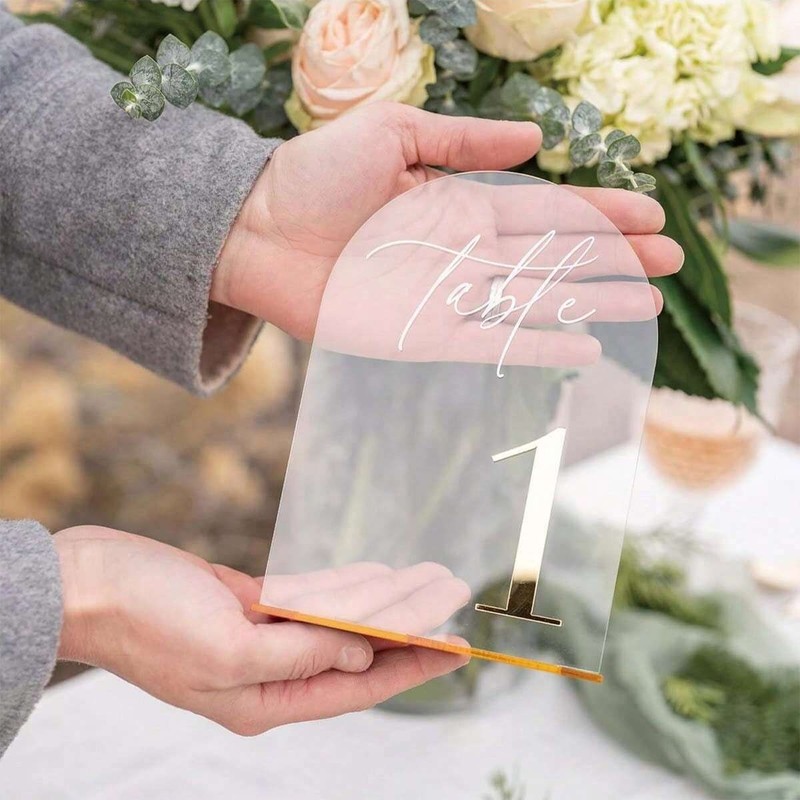 ゴールデン立体新アーチデジタルアクリルテーブルナンバープレート結婚式テーブルナンバープレートテーブルプレートパーソナライズされたシートプレート|undefined