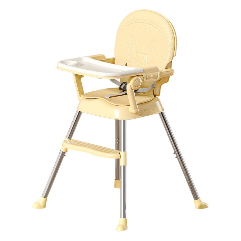 Silla de Comer para Bebé Transfronteriza, Mesa y Silla de Comer Plegable Portátil para Bebé, Altura Ajustable, Silla de Comer Infantil para el Hogar