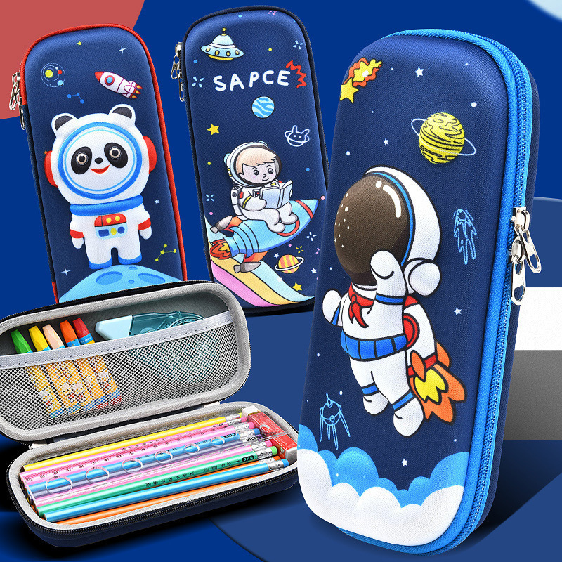 three-dimensional stationery box large capacity outer space astronauts pupils‘ pencil box good-looking multifunctional stain-resistant stationery box