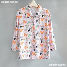 奶奶夏装棉绸衬衫上衣女宽松翻领老年人衣服开衫人造棉绵绸衬衣