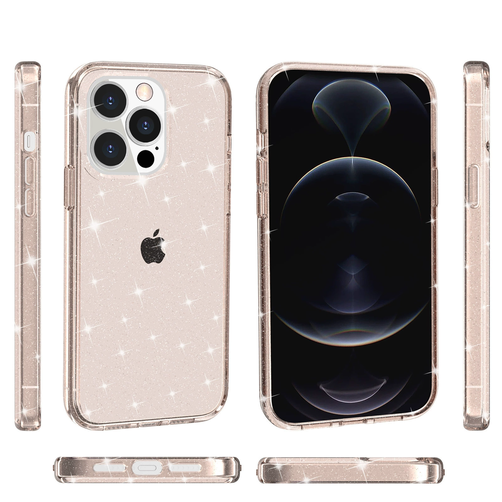 Чехол для телефона совместимый с iPhone 7–17 Pro Max Terminator, прозрачный блестящий эффект, защитное усиление 2.2 мм