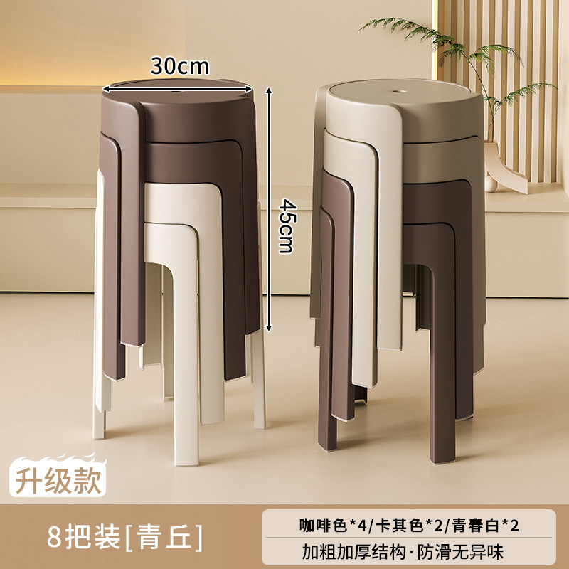 Taburete de plástico grueso para el hogar, sillas apilables, robustas y duraderas, extra gruesas, simples y modernas, bancos altos de reserva para invitados.