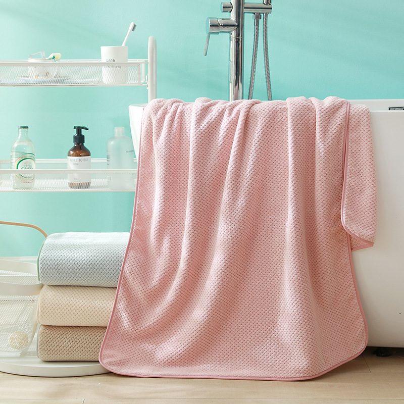 Factory Wholesale Pineapple Gauze Bath Towels for Men and Women Couple Large Soft Absorbent Shower Towels Home Use Coral Fleece Wrapping Towels