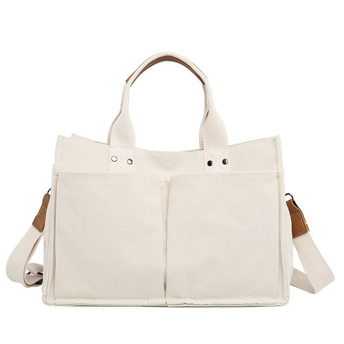 Canvas bag for women Korean style simple fashion handbag ins literary style multi-pocket women's personalized shoulder crossbody bag