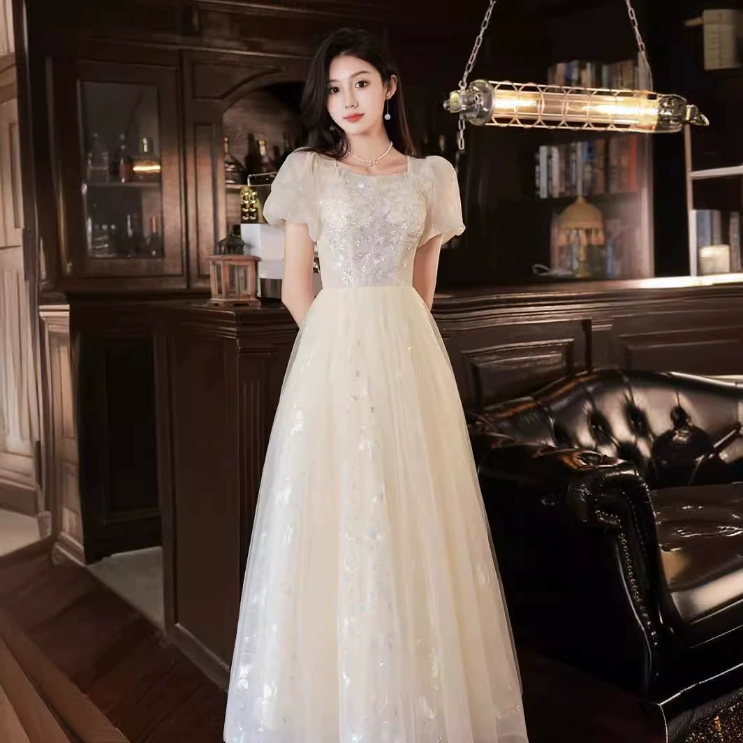 Вечернее платье для женщин 2025 новый стиль элегантное для вокального искусства экзамен банкет взрослый церемония ведущий ежегодное собрание платье высокого класса