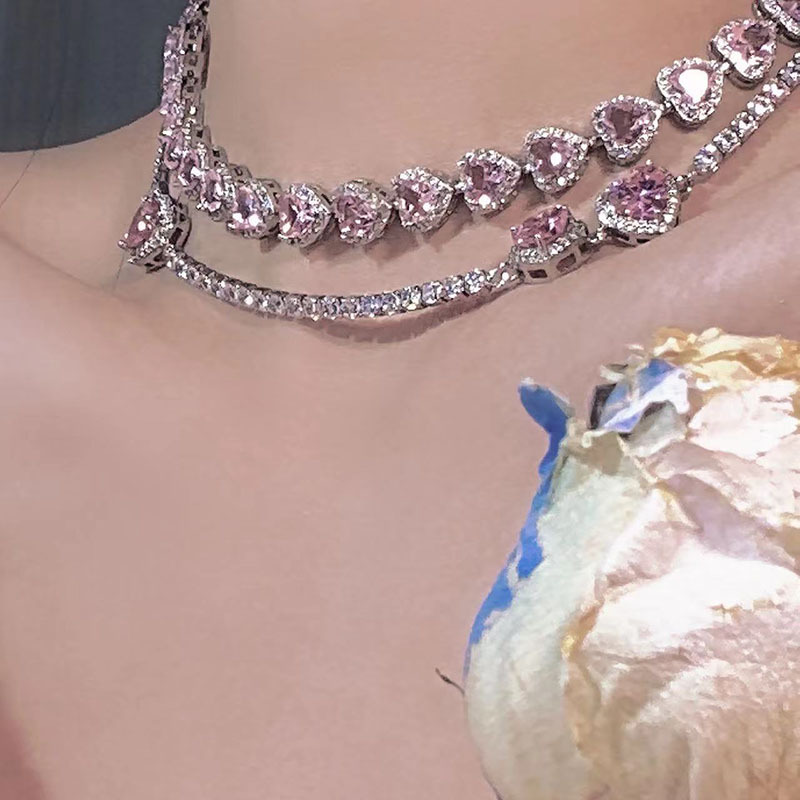 1 Piece Fashion Heart Shape Rhinestone Chain Inlay Zircon Women's Necklace display picture 2