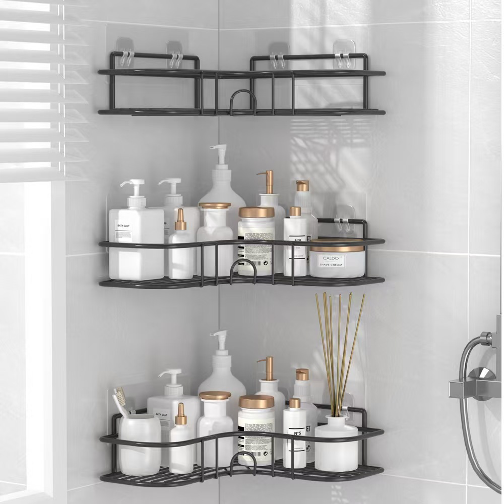 Estante Esquinero de Baño de Hierro Sin Perforación y Engrosado para Baño image 5