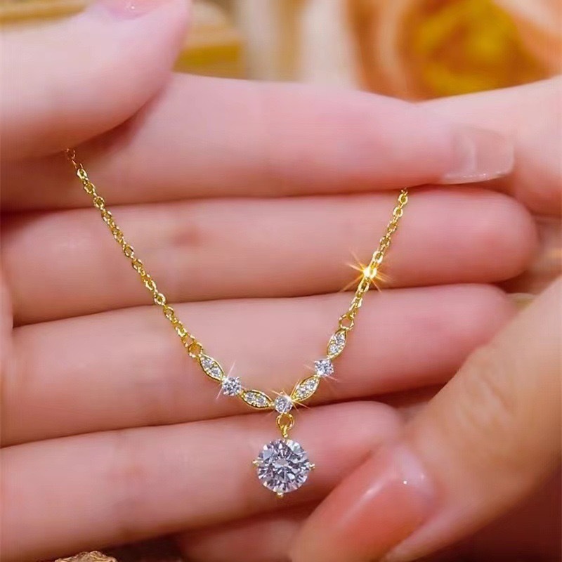 闪耀锆石项链女轻奢小众高级感精致水滴吊坠锁骨链送女友礼物颈链|undefined