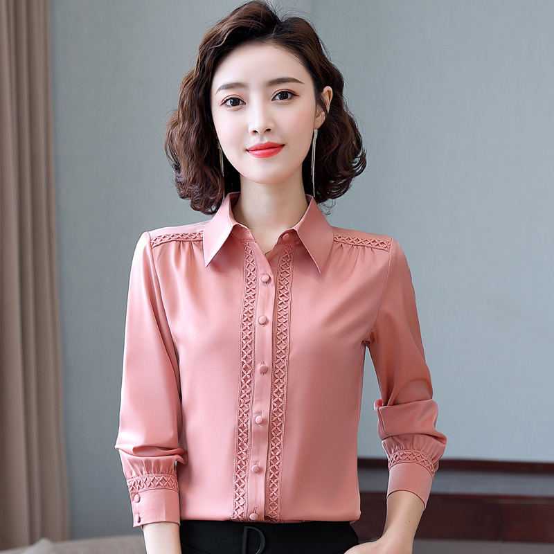 Chiffon Shirt Women's Long Sleeve Spring and Autumn Korean Fashion Design Sense Niche Top Lapel All-match Shirt Base Shirt Chiffon Shirt Women's Long Sleeve Spring and Autumn Korean Fashion Design Sense Niche Top Lapel All-match Shirt Base Shirt