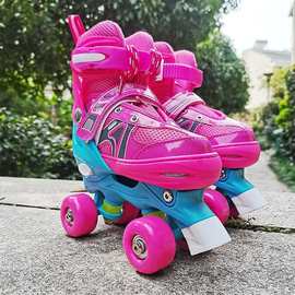 厂家直销批发双排耐磨轮儿童轮滑鞋成人旱冰鞋男女溜冰鞋套装