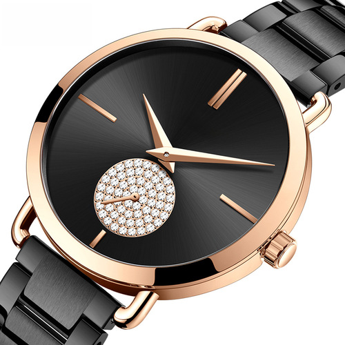 MINI FOCUS brand watch, light luxury diamond inlaid women's watch, simple sun pattern waterproof steel strap women's watch 0222L 