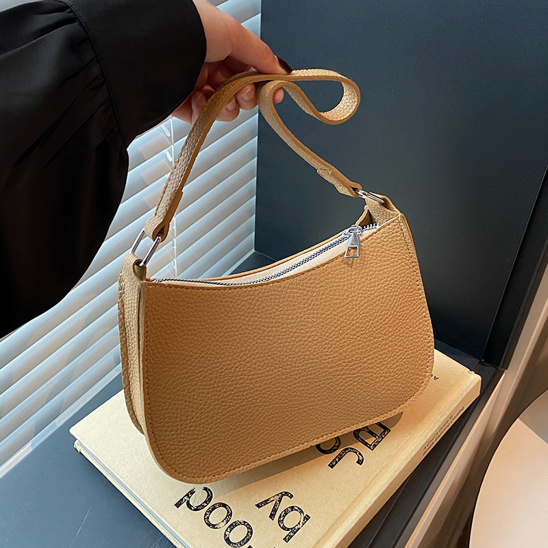 女性のためのソリッドカラーバッグ 2025 新しいバゲットバッグレトロポータブル脇の下バッグ西洋スタイルガールショルダー通勤|undefined