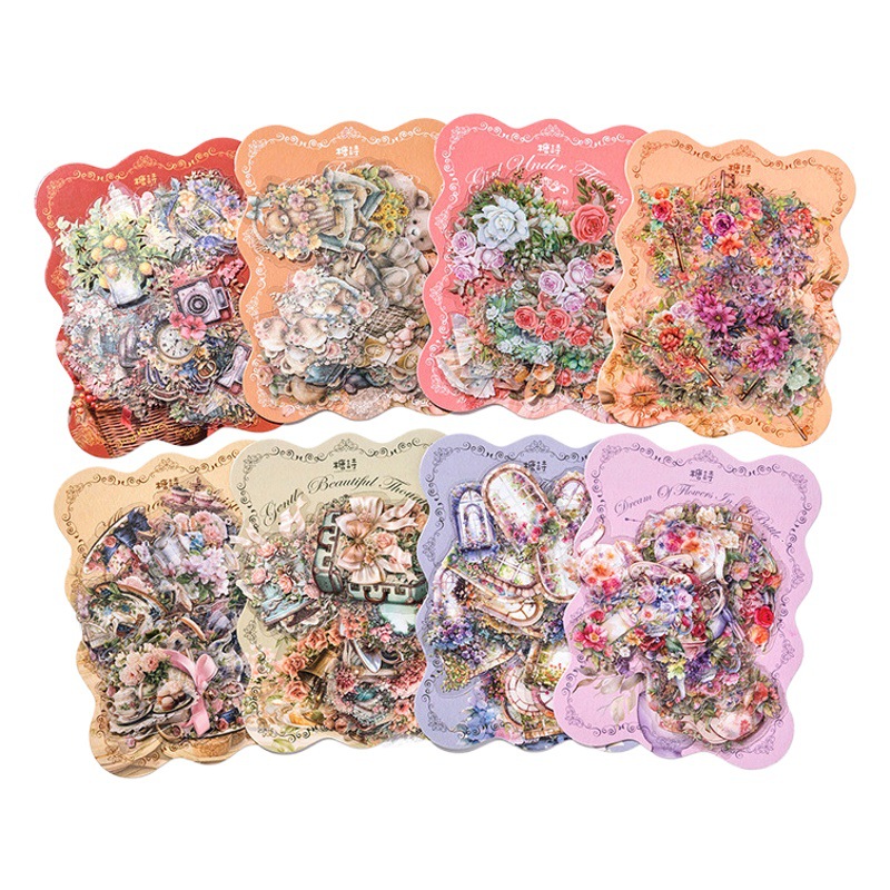 Tangshi paquete pegatina para mascotas viejo sueño caja flor serie vintage Collage material diario 40 unidades en 8 tipos