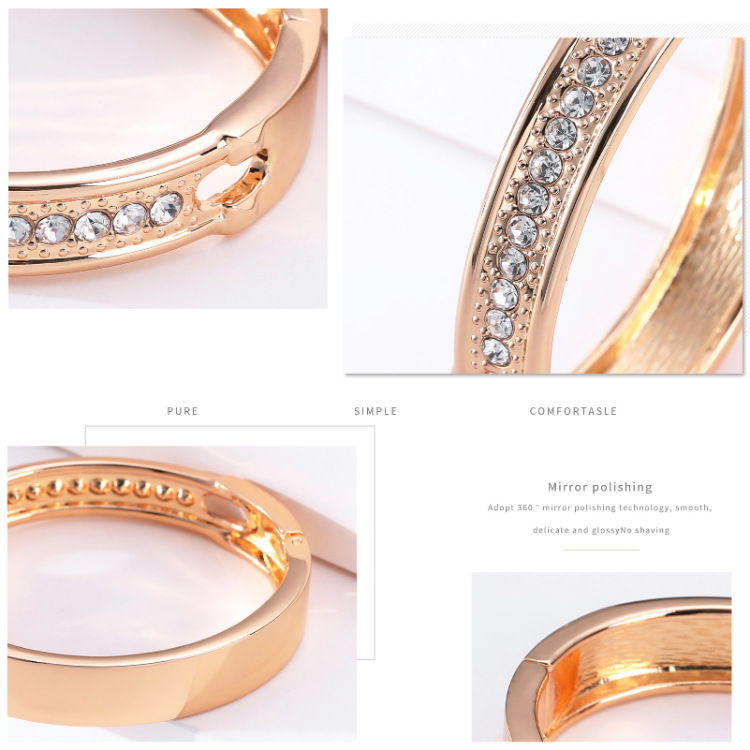 Mode Glänzende Hohle Diamant Federlegierung Offenes Armband Großhandel display picture 12