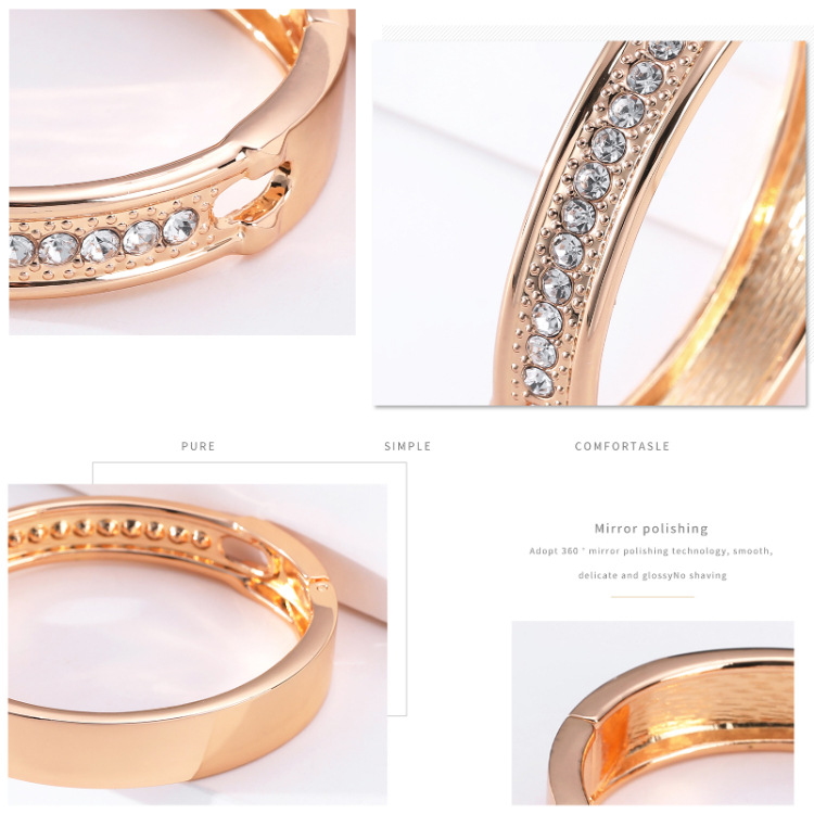 Fashion glossy hollow diamond spring alloy open bracelet wholesale