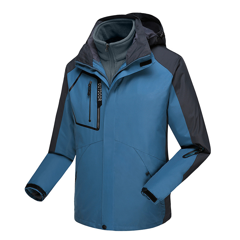 Otoño e invierno chaqueta de las mujeres tres en uno de dos piezas al aire libre impermeable transpirable forro polar ropa de viaje de los hombres imprimible LOGO