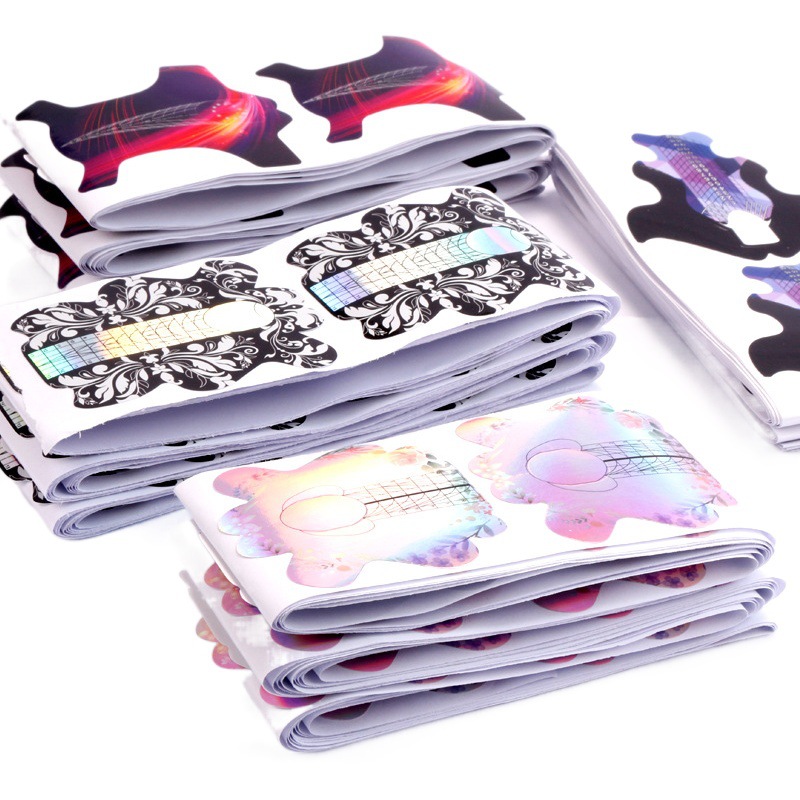 Portapapeles transfronterizos de uñas Extensión de fototerapia francesa Herramienta de uñas Mariposa de herradura Soporte de papel rectangular 100 piezas