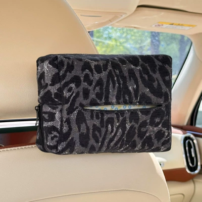 Car Tissue Box Cross-Border Leopard Car tissue box/set - leopard-print-tissue-box-black
