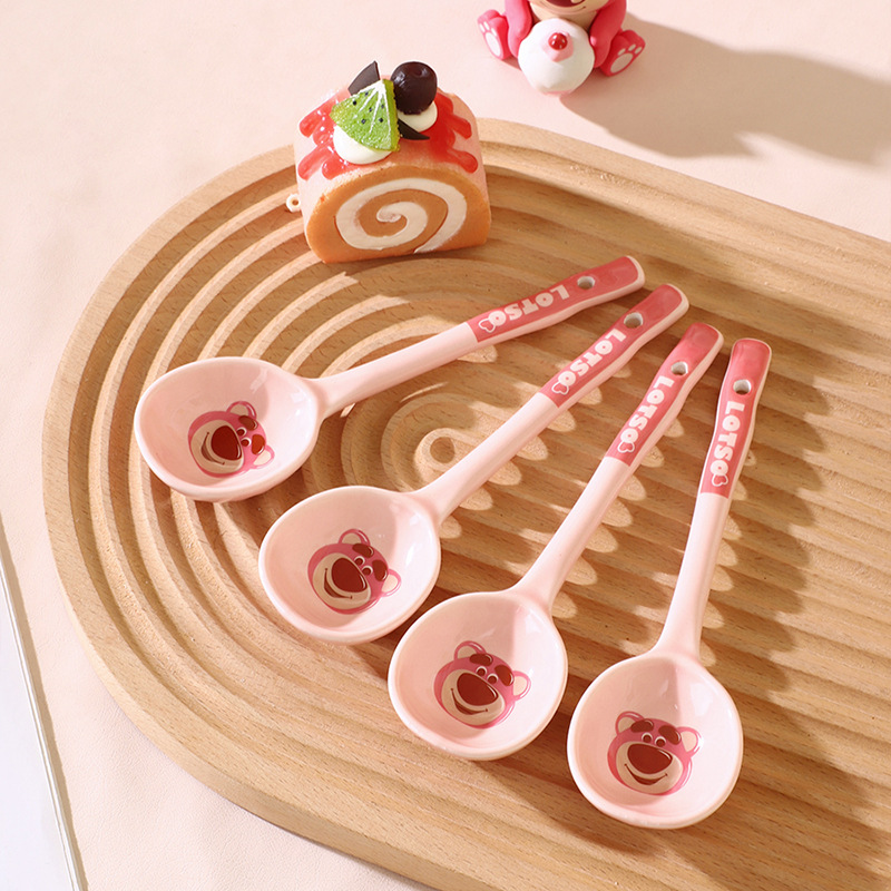 Cuchara de cerámica de Disney, mango largo, cuchara linda, sopa, cuchara, cuchara pequeña, cuchara para niños de dibujos animados, cuchara para el hogar, envío gratis