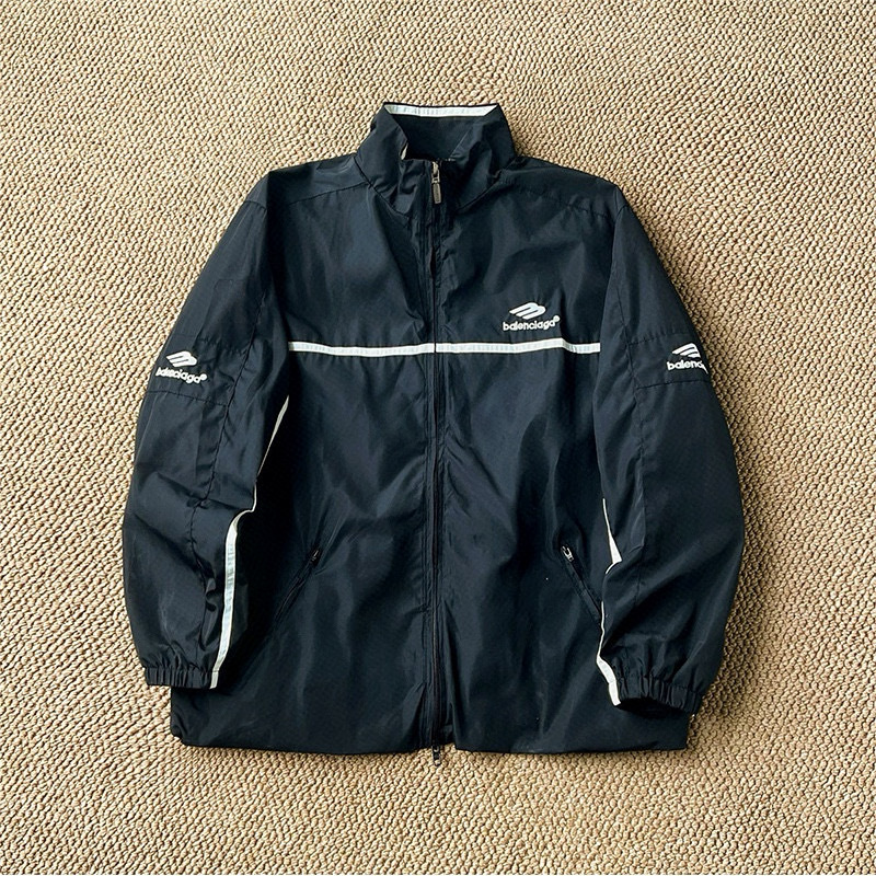 Cross-Border Paris Trendy B Brand Correct Version Runway Style Black Spliced Sports Unisex Zipper Jacket Coat 1 Piece