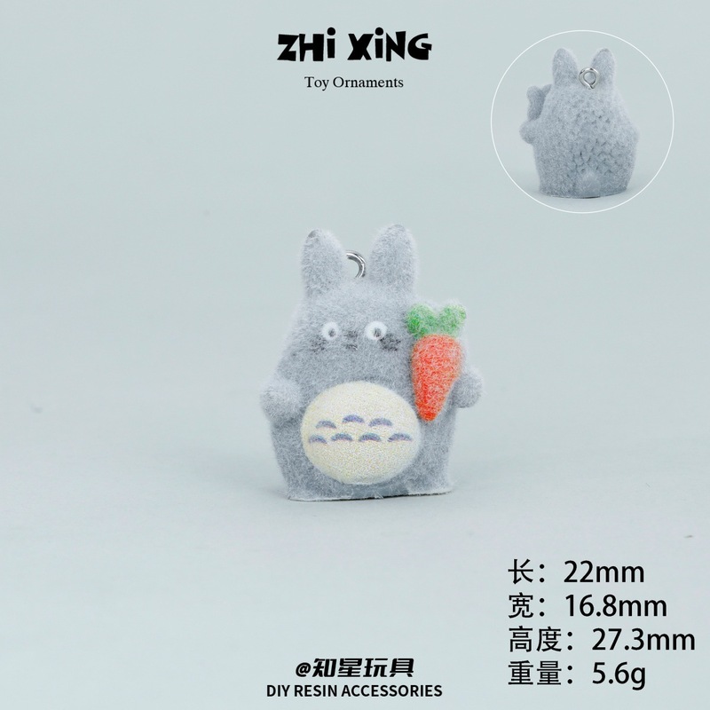 微缩卡通立体仿真上钉植绒龙猫 热销批发创意小摆件树脂DIY配饰|undefined