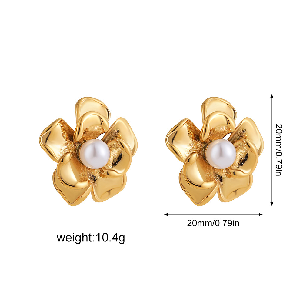 13g Weight Titanium Steel Ear Needle Material Ear Studs Classification 1 Pair Quantity Daily Occasion Titanium Steel Material Flower Pattern All Seasons Season Women's Gender Polished Finish Mixed Metal, Plating Design Elegant Style 1 Pair Elegant Flower Mixed Metal Plating Titanium Steel Ear Studs 无