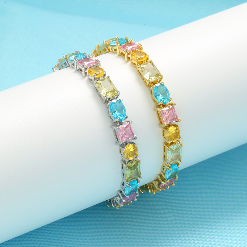 Geometric Pattern Glam Geometric Copper Gold Plated Zircon Women's Bracelets Necklace