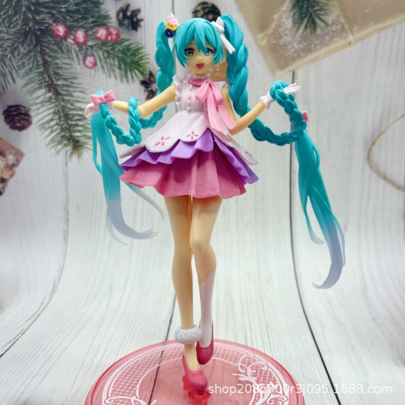 Figura de Hatsune Miku, Conejita de Pelo Largo, Chica Bonita Bidimensional, Decoración de Escritorio, Modelo Mini