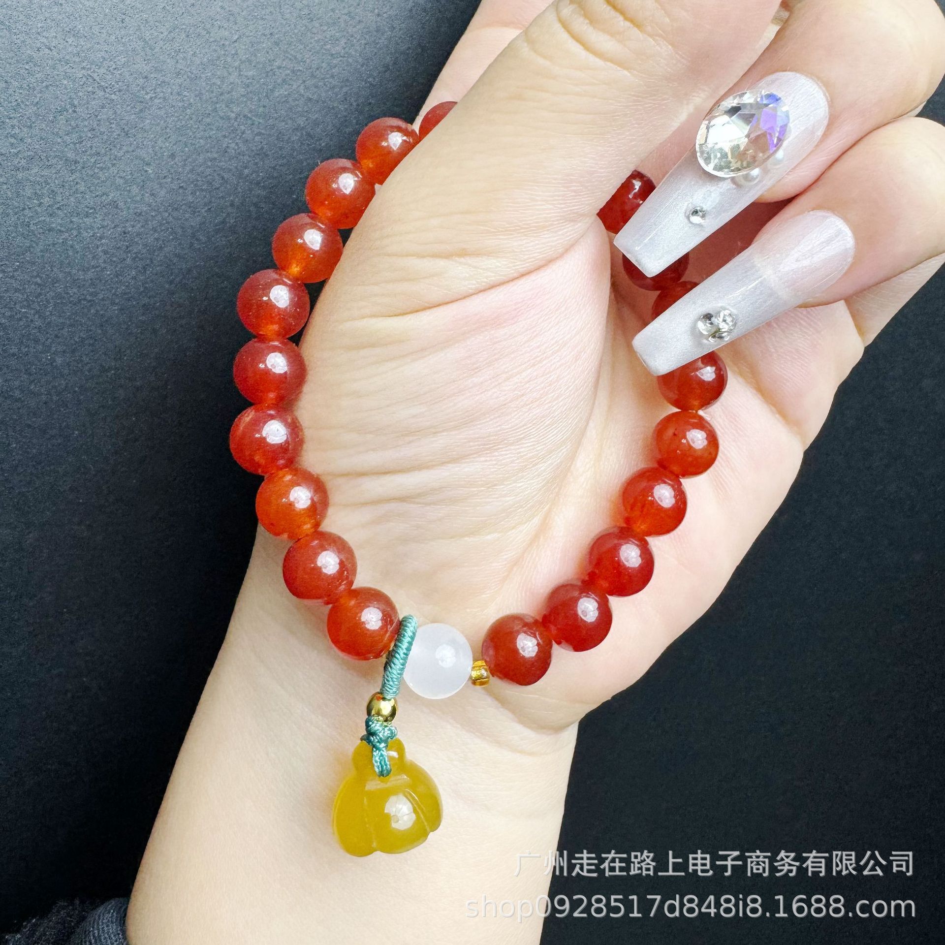 붉은 마노 칼세도니 연꽃 (8mm)