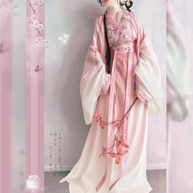 Chutang【Moonlight Return】Cross-Collar Straight-Cut Printed Modified Daily Hanfu, Slimming Fairy Dress, New Spring/Summer Style