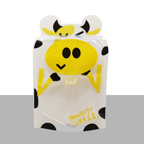 Cartoon self-sealing stand-up bag red panda hamster monkey lucky cat food squirrel eating cow rolled candy van bag