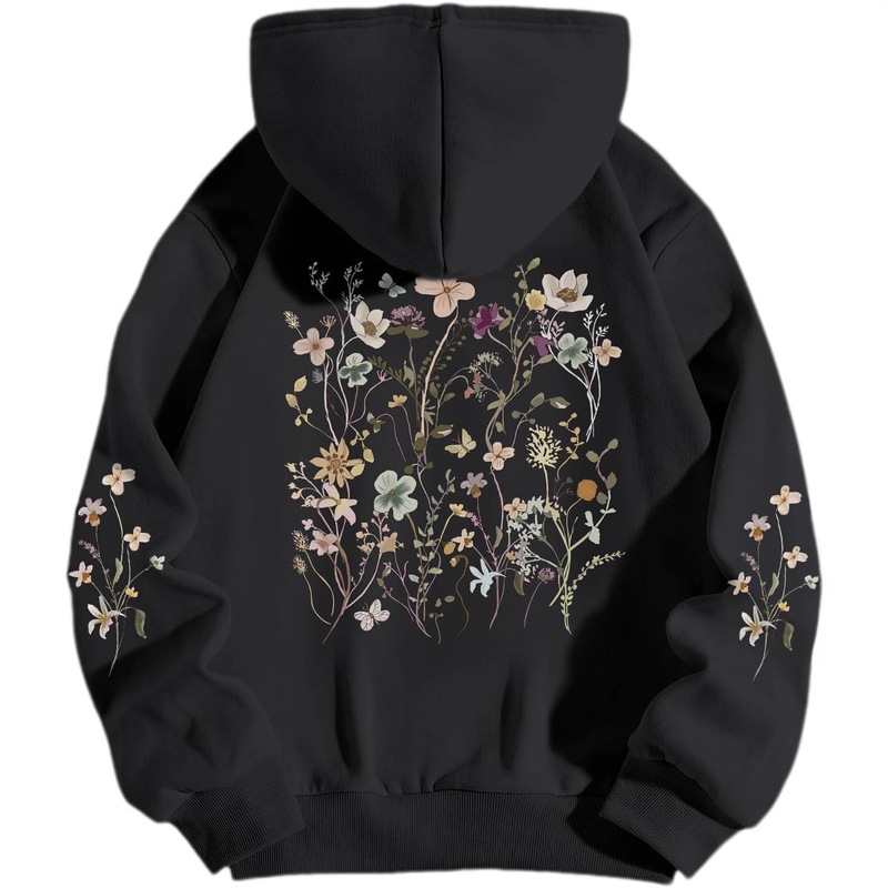 Sulayesh Women's Floral Print Hoodie Vintage Aesthetic Flower Pattern Sweatshirts Cute Bohemian