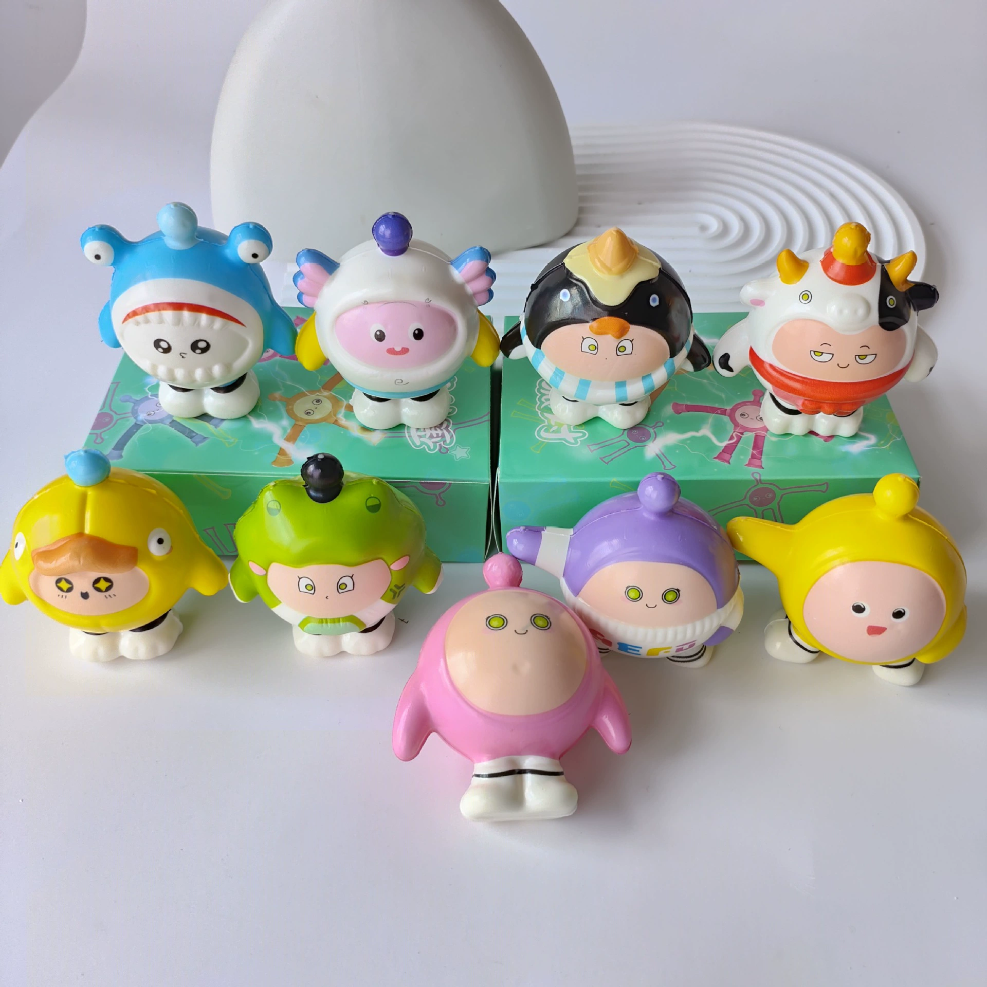 Игрушка, сетчатый мешок, слайм, мультяшная мини-фигурка, антистресс