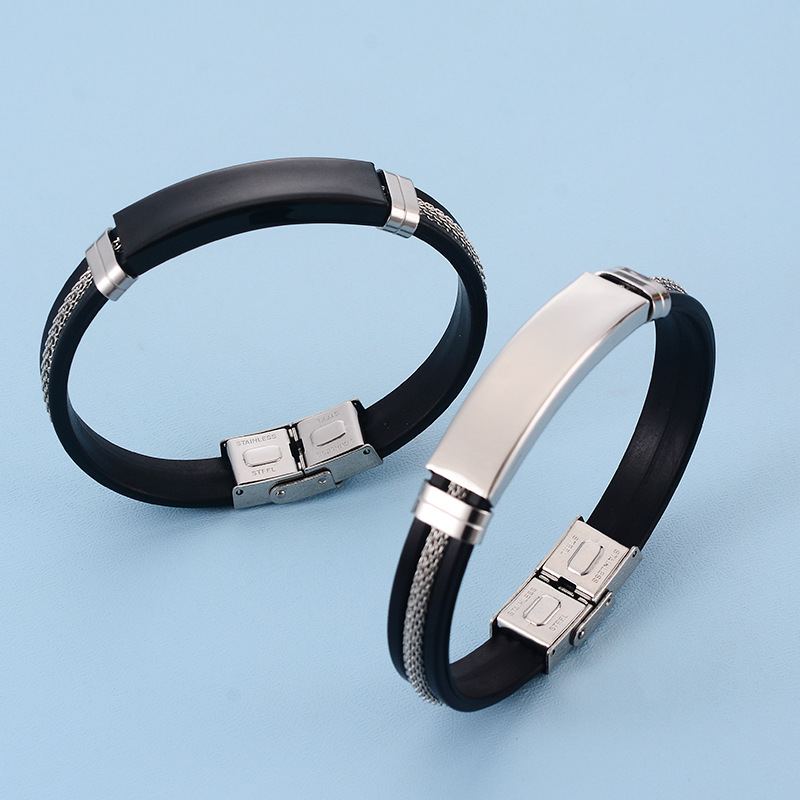 New Korean-style high-end sense men's and women's niche titanium steel bracelet couple lettering gift silicone stainless steel bracelet