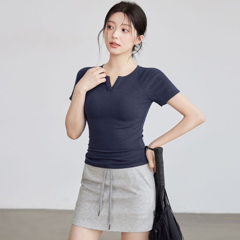 瑜伽服女2025新款运动短袖健身短袖快干跑步训练上衣紧身瑜伽套装|undefined