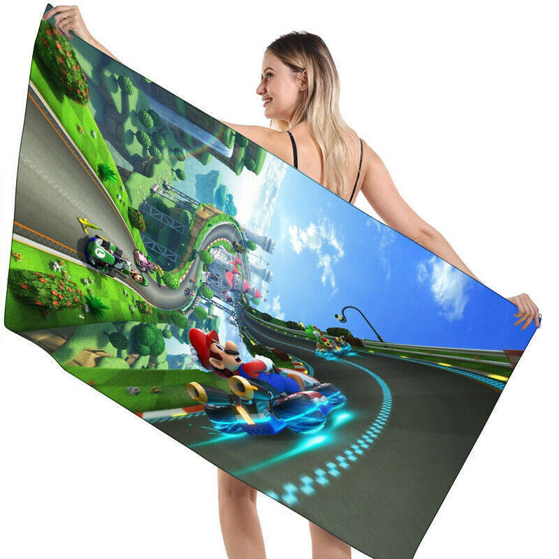 Mario beach towel ebay cross-border bath towel digital printing factory direct towel beach fitness swimming towel