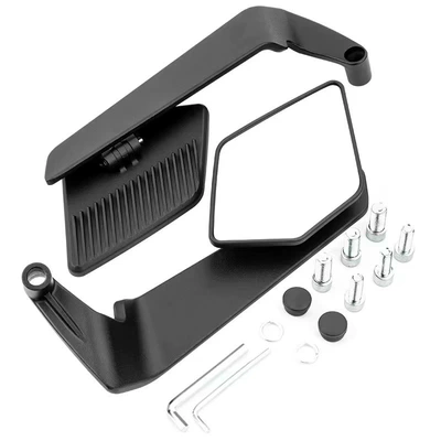Motorcycle electric vehicle modified new fixed wing rearview mirror Mavericks No. 9 polar nuclear universal large field of view mirror (Motorcycle rearview mirror) - 467-white-glass-set-with-mounting-screws-and-tools