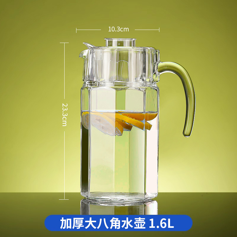 Taza de agua fría de vidrio resistente al calor, tetera de té de gran capacidad, taza de agua fría blanca resistente a altas temperaturas, botella de frutas al por mayor