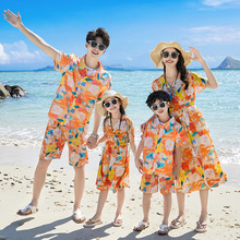 网红亲子装夏季2025新款波西米亚母女连衣裙旅游度假沙滩家庭套装