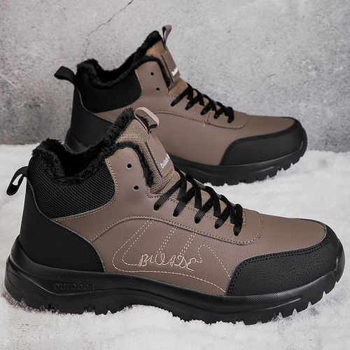 Men's Winter Snow Boots New Arrival with Fleece Lining, Warm Insulation, Mid-Cheel, Outdoor Slip-Resistant Casual Cotton Shoes
