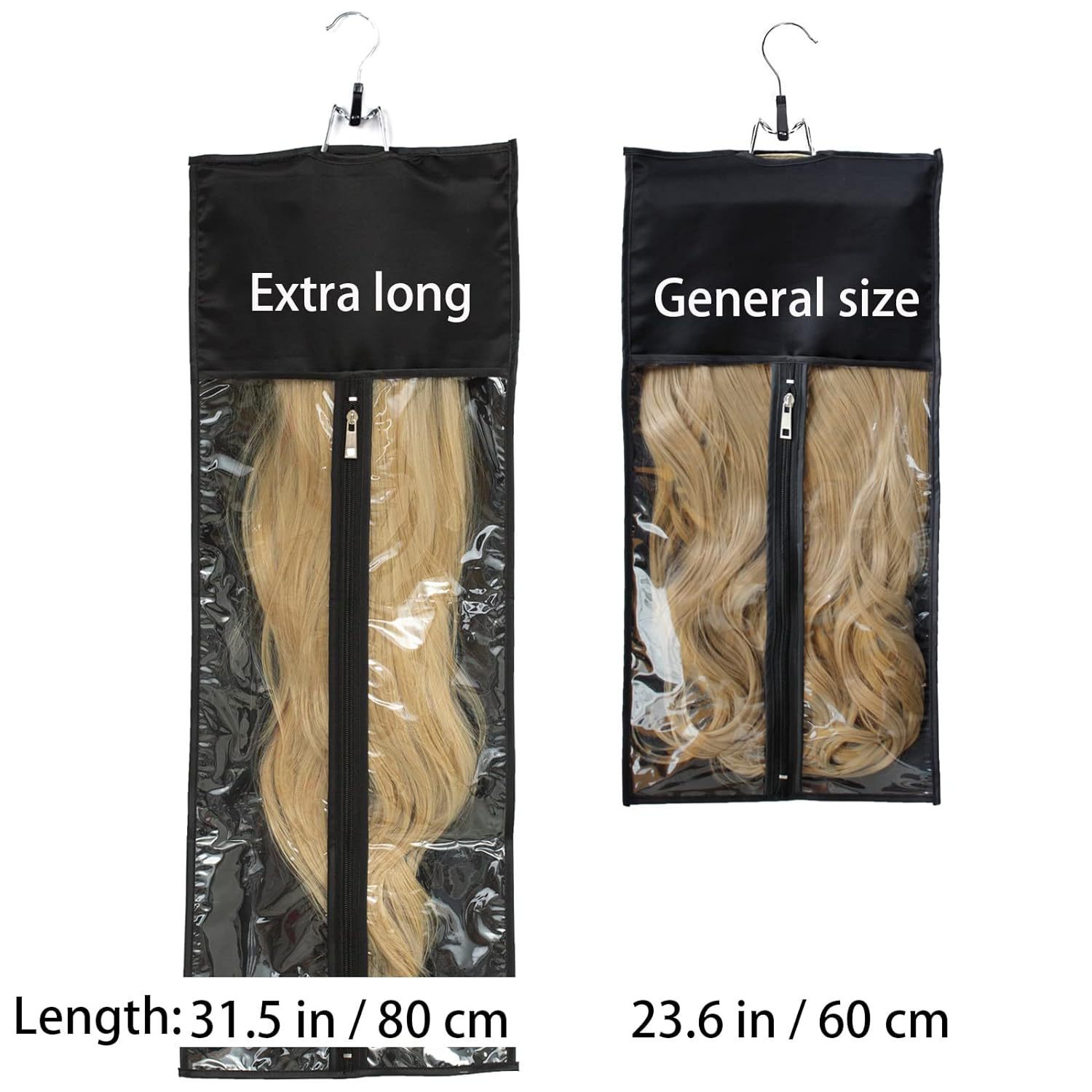 Bolsa de peluca en stock para enviar ganchos bolsa de almacenamiento transparente extensión de cabello percha de cabello bolsa de almacenamiento de cola de caballo image 6