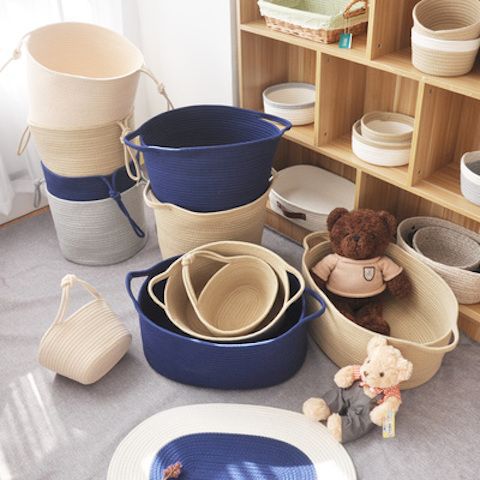 Cotton Thread Dirty Clothes Lou Large Pure Handmade ins Nordic Dirty Clothes Basket Laundry Basket Cotton Rattan Clothes Basket Dirty Clothes Basket