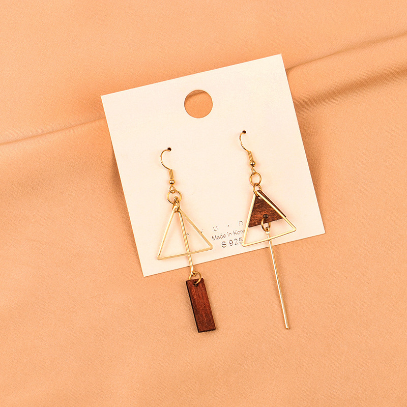 Retro Geometric Triangle Asymmetrical Earrings - Style 6