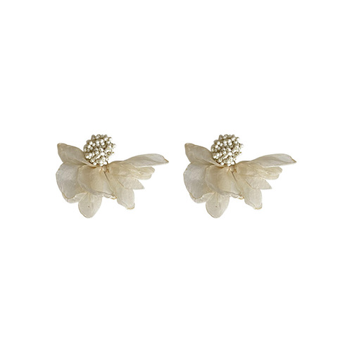 Silver needle personalized retro flower organza earrings simple pastoral style exaggerated temperament earrings fashion Internet celebrity earrings