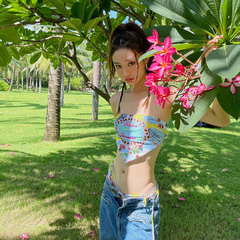 Fashionable women's split system string swimsuit low-rise pants balconette style European and American sexy slimming vacation