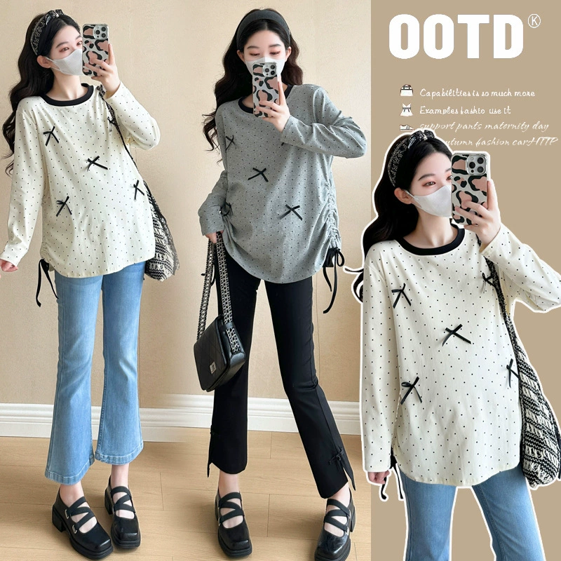 Новая корейская версия одежды для беременных с длинными рукавами 2025 года